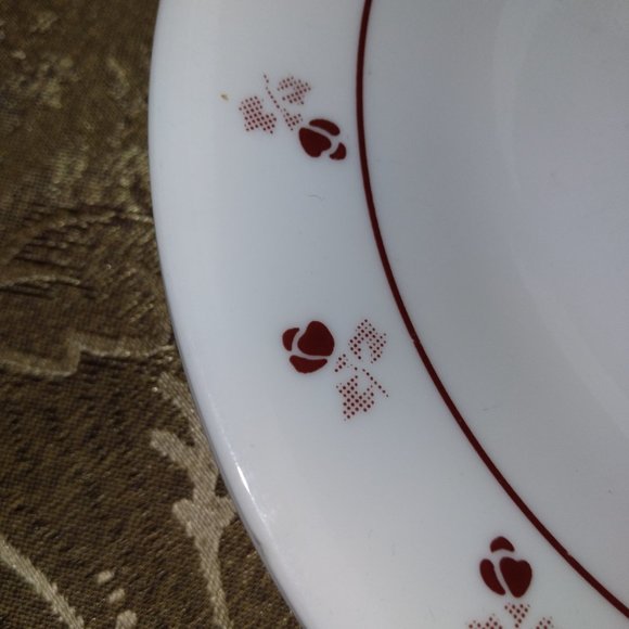 Corelle BURGUNDY ROSE PLATES 2 Dinner plates,3- dessert plates,3- side plates - Picture 4 of 5